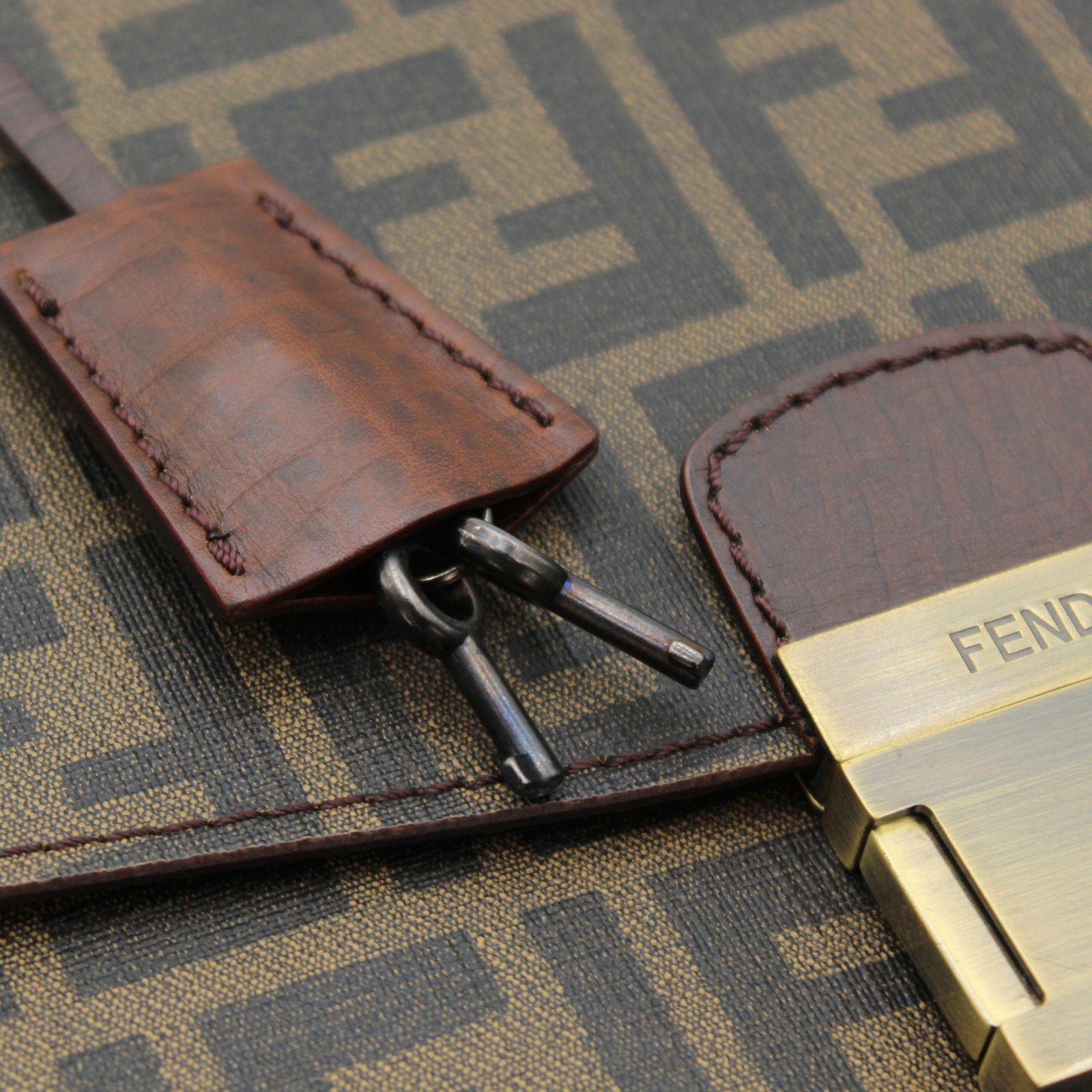 Zucca Coated Canvas Khaki Brief Case