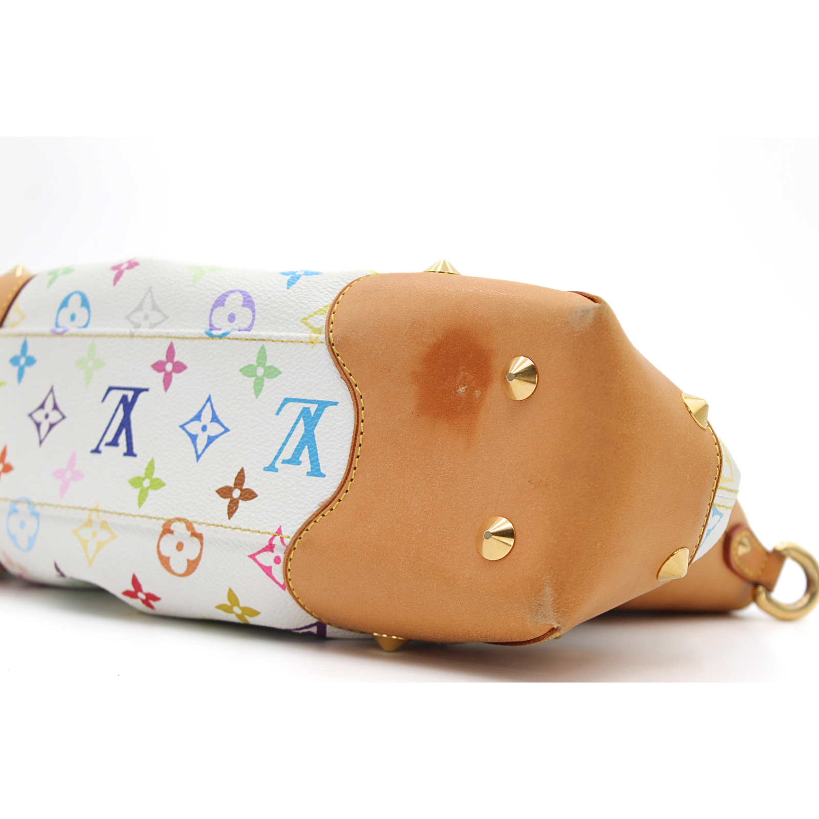 Judy MM Monogram Multicolor Coated Canvas White Handbag
