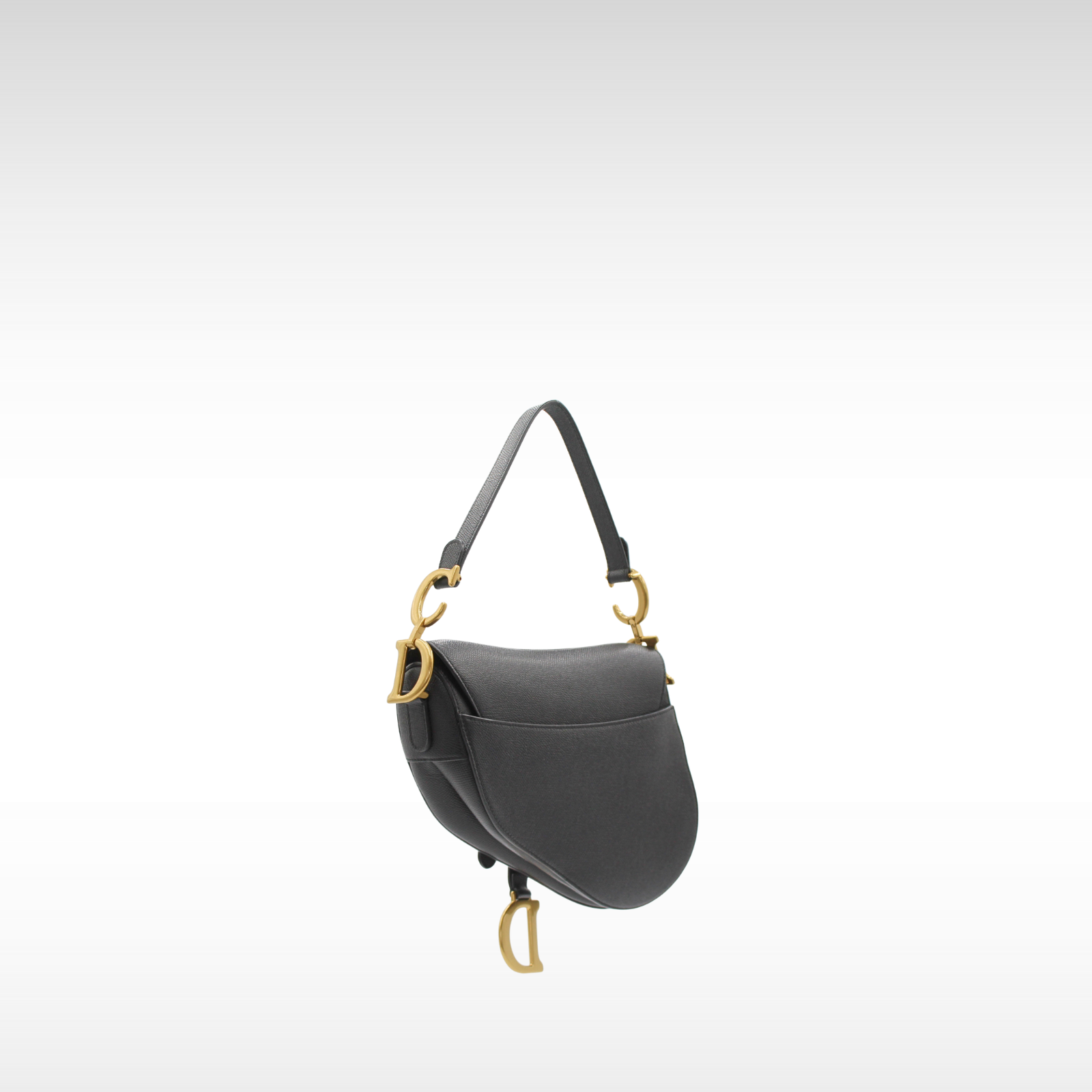 Saddle Bag Calf Black Shoulder Bag