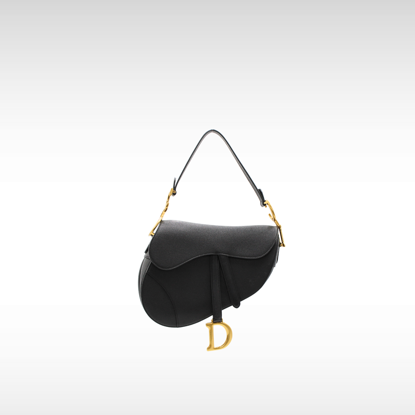 Saddle Bag Calf Black Shoulder Bag