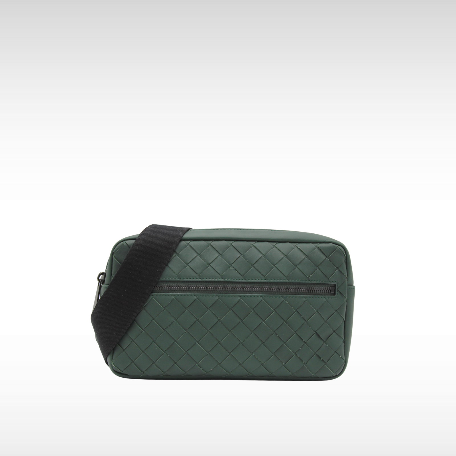 Marsupio Intrecciato Calf Green Crossbody Bag