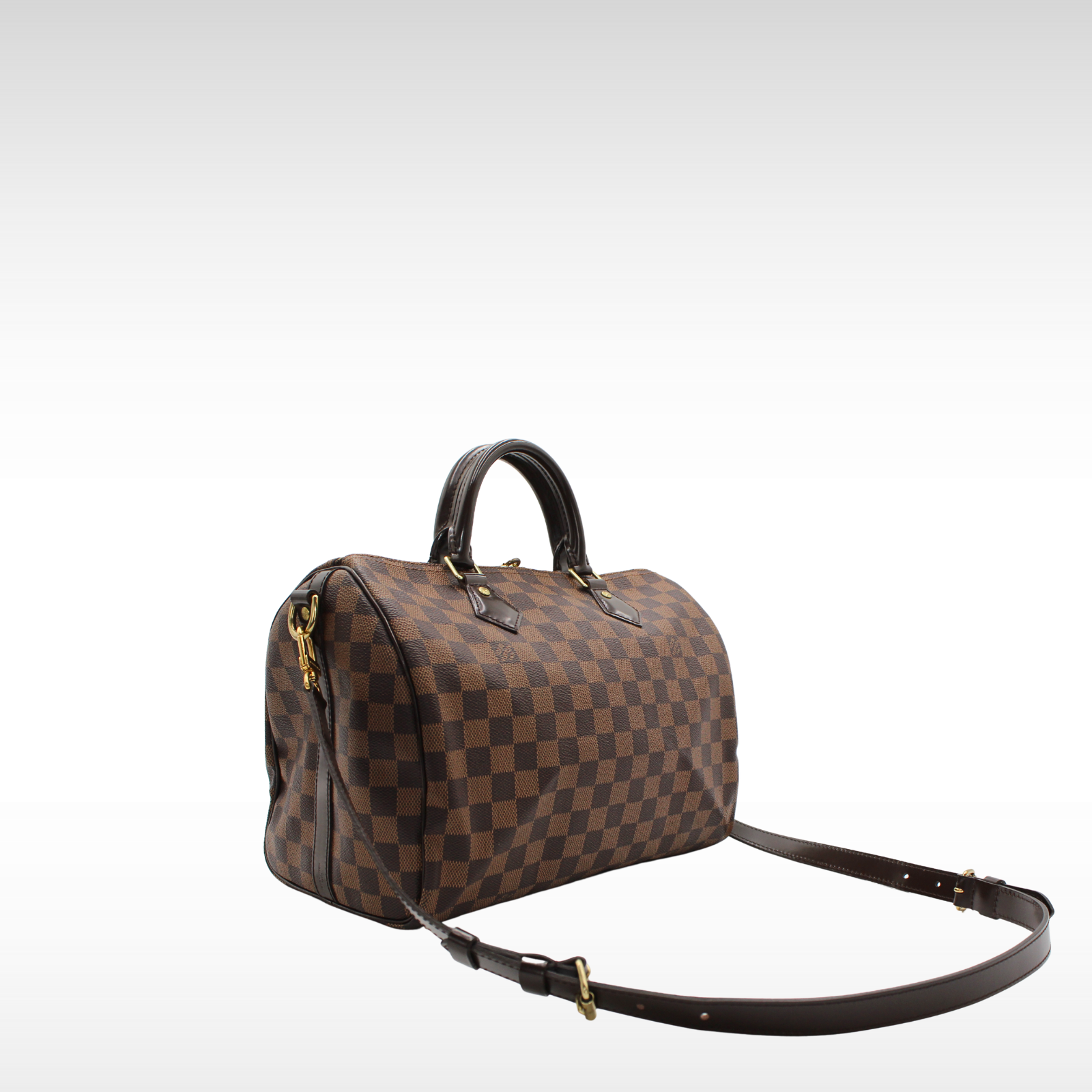 Speedy Bandouliere 30 Damier Coated Canvas Ebene Handbag