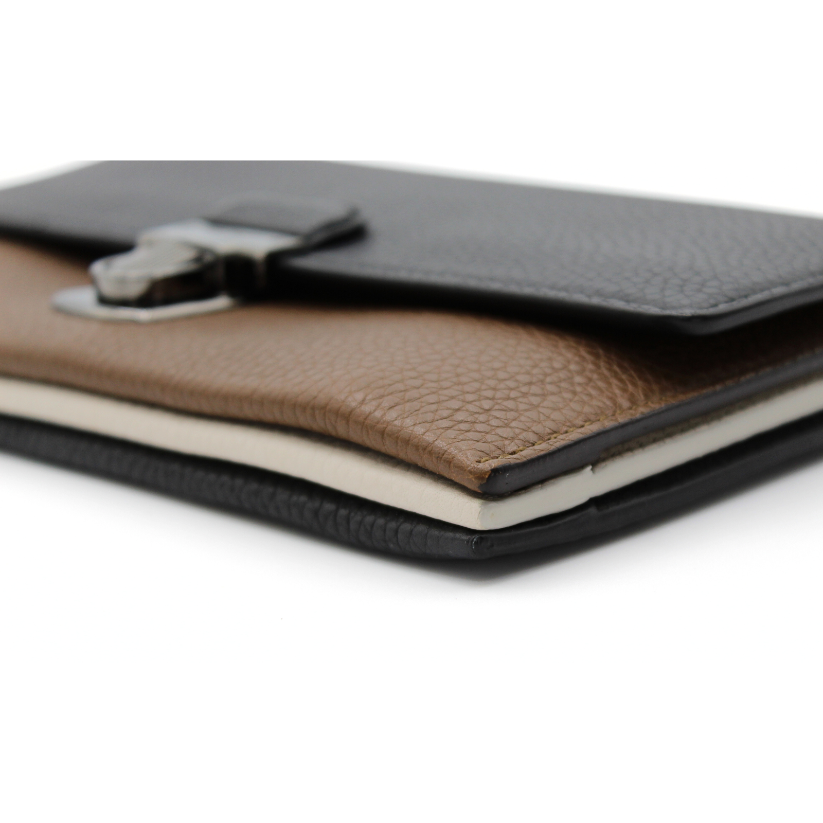 Calf Brown + Black Clutch Bag
