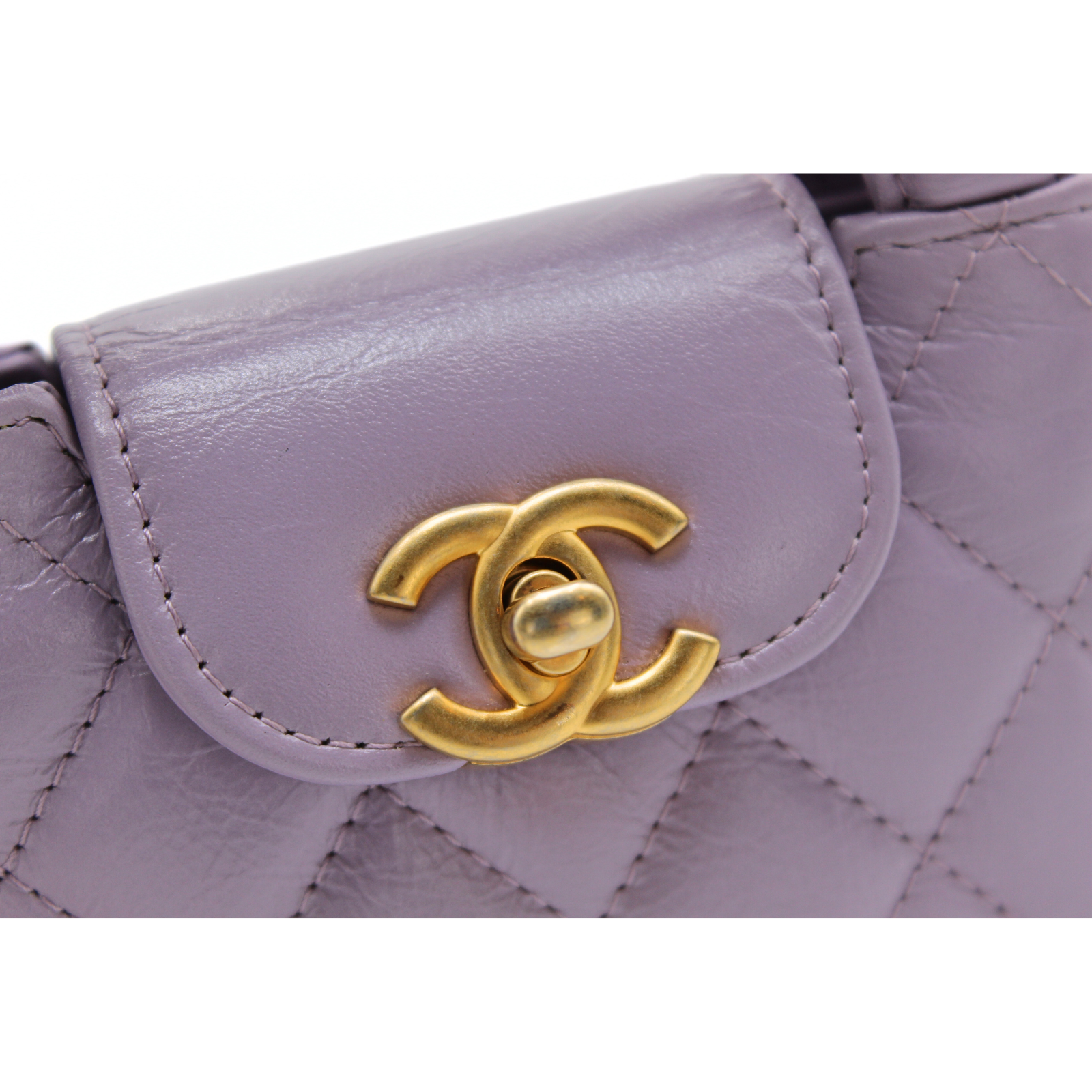 Clutch with Chain Nano Calf Purple Handbag