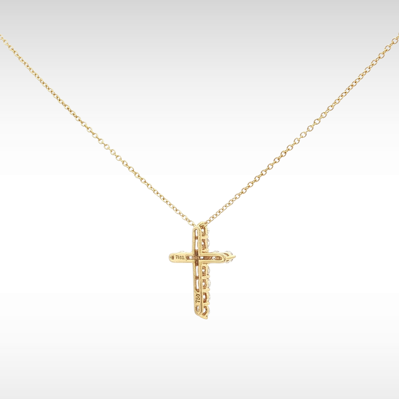 TIFFANY Cross Pendant Necklace Yellow Gold