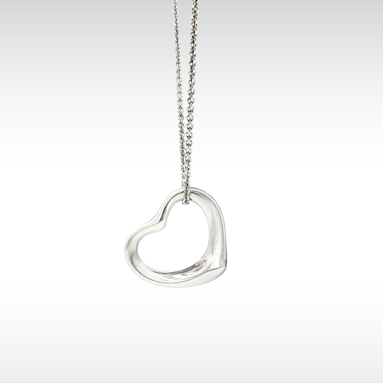 Open Heart Pendant Necklace Silver 925