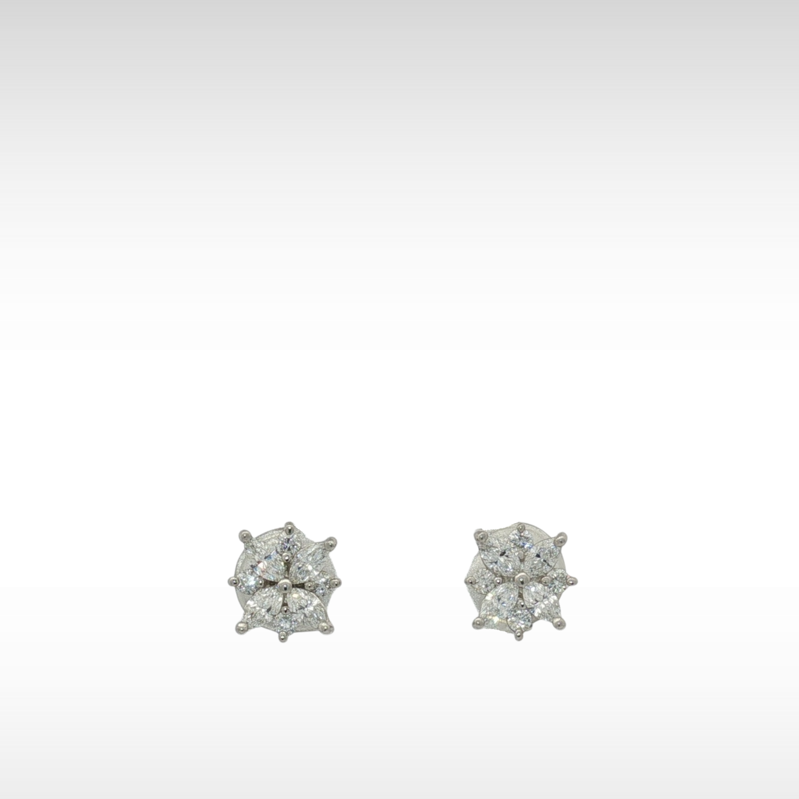 Victoria Cluster Platinum Earrings