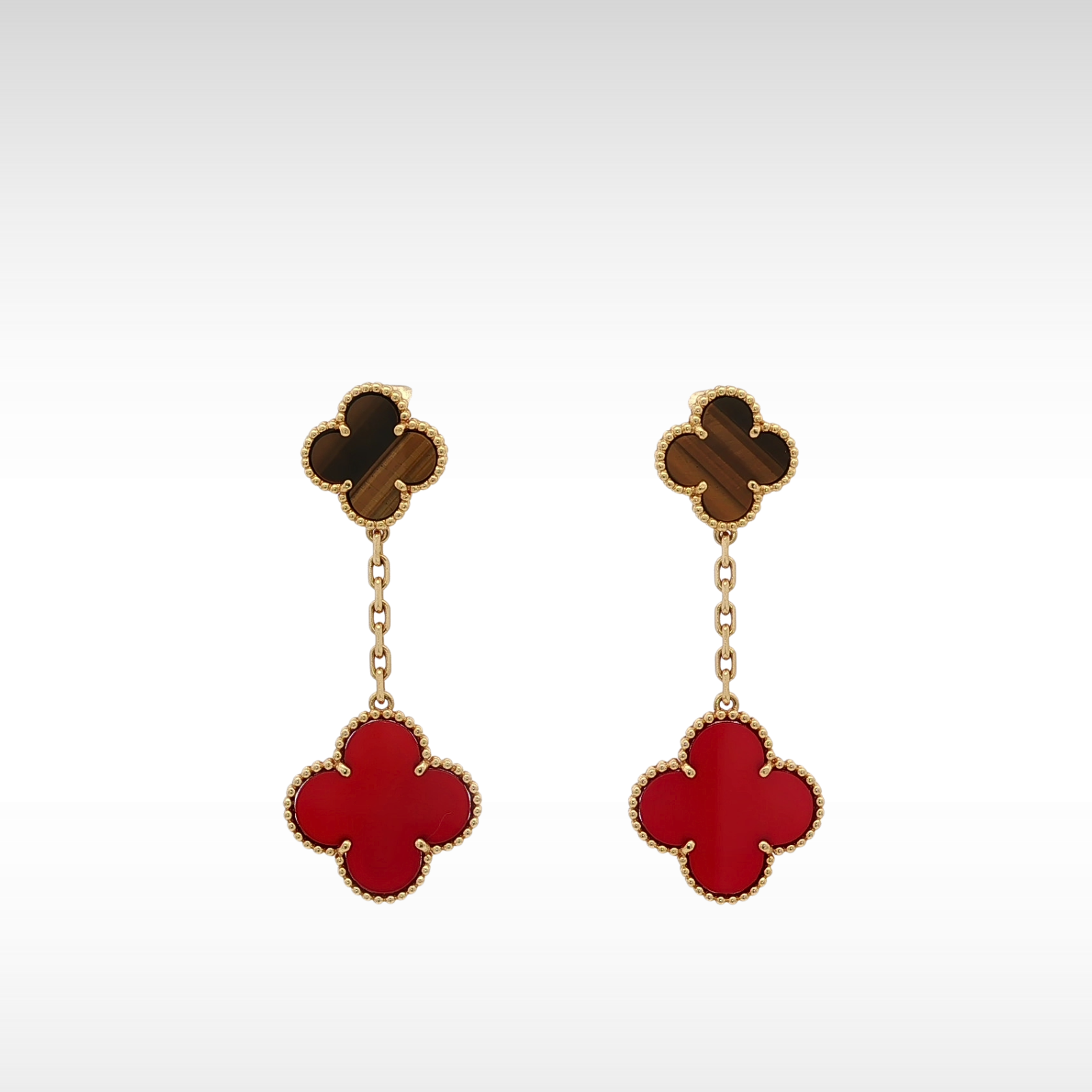 Magic Alhambra Carnelian/Tiger's Eye Earrings