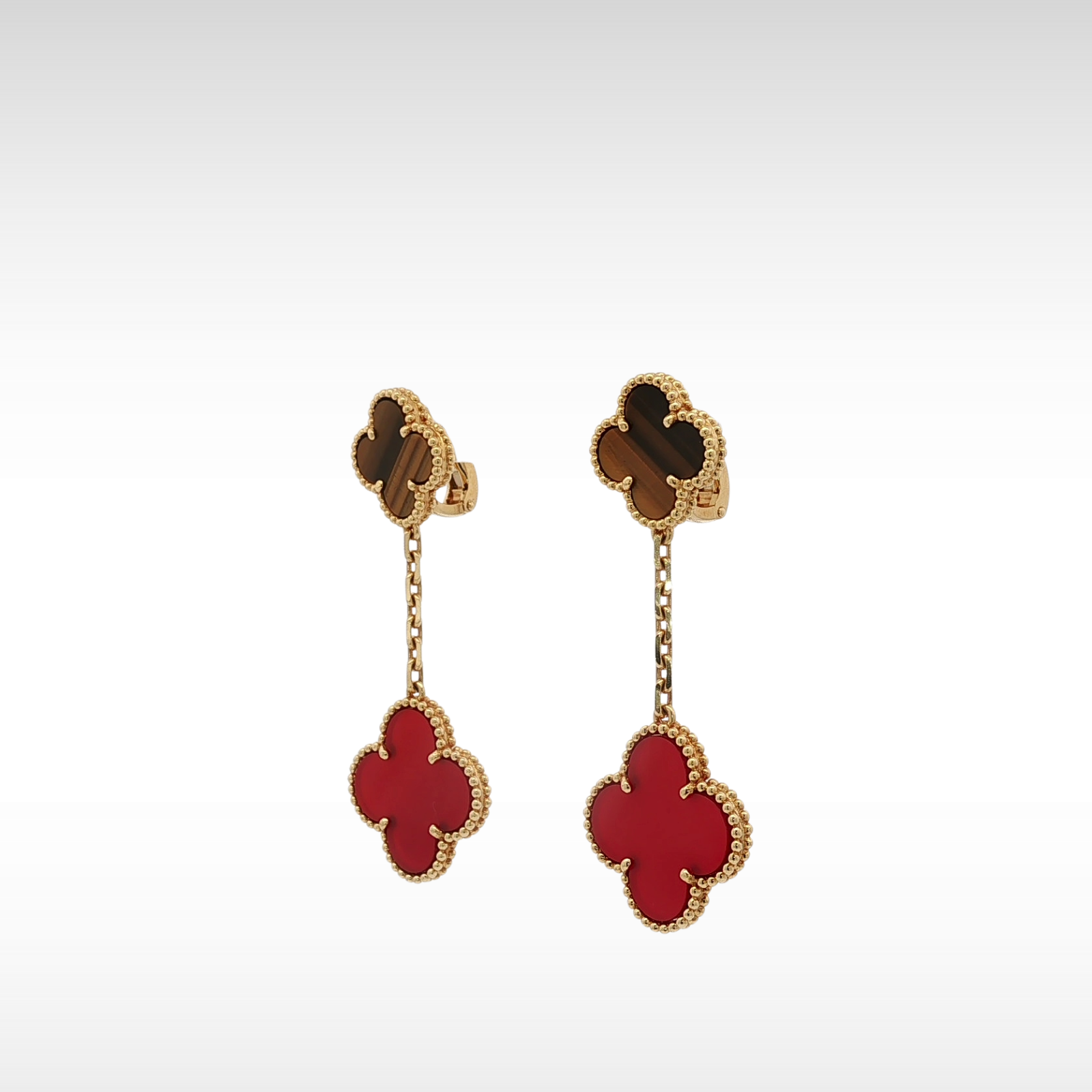 Magic Alhambra Carnelian/Tiger's Eye Earrings