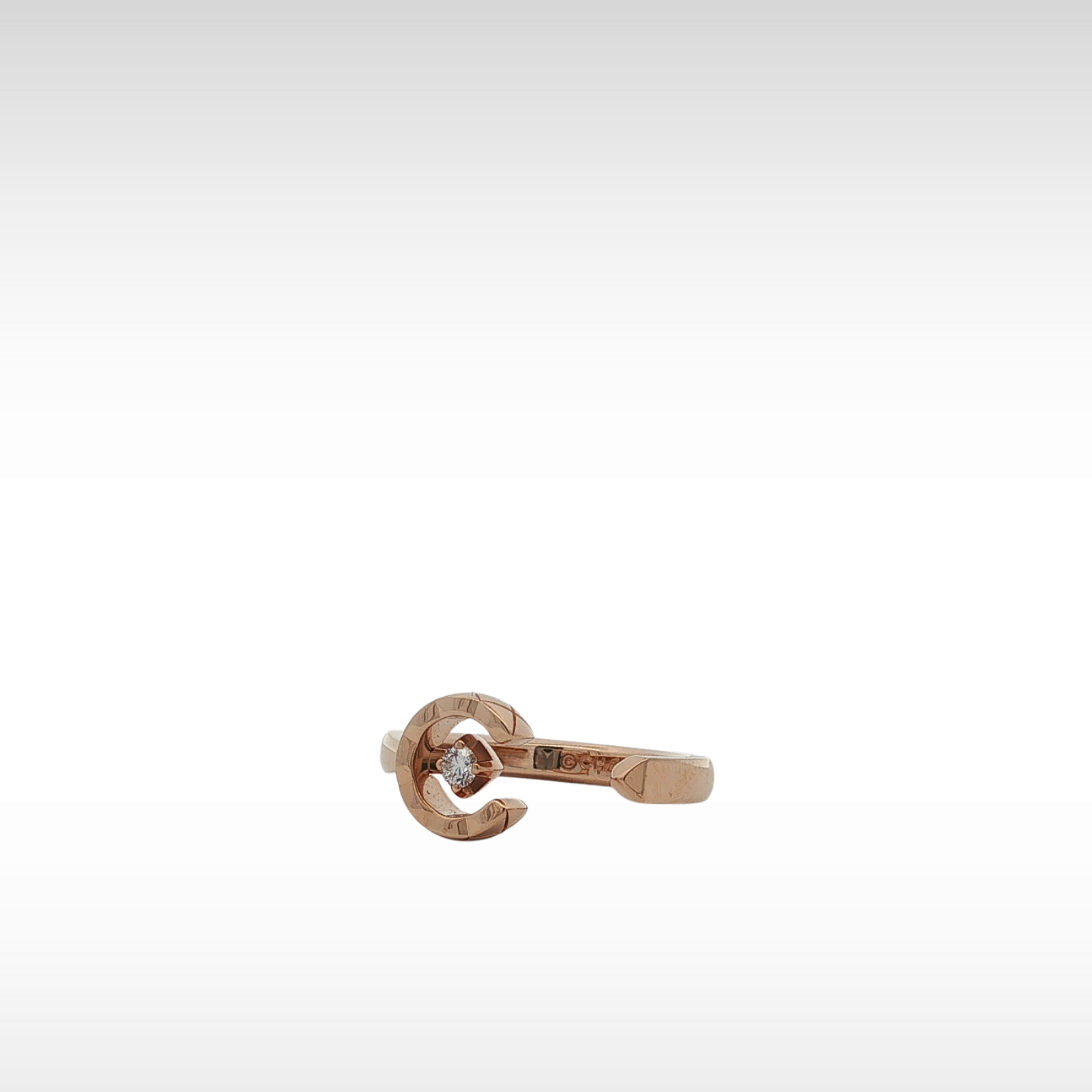 Coco Quilted Motif Ring Beige Gold 51/5.75