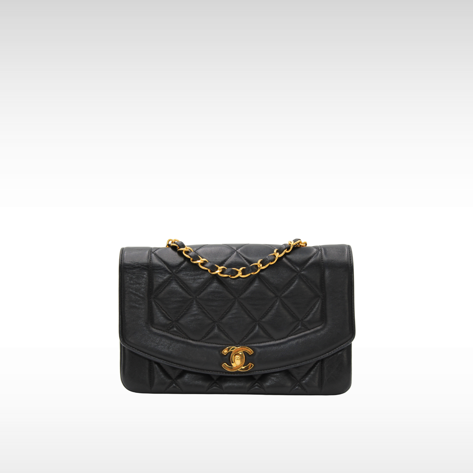 Diana Small Lamb Black Shoulder Bag