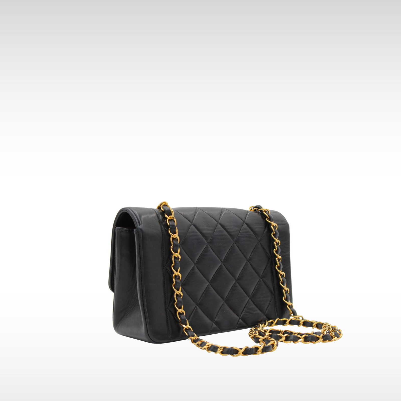 Diana Small Lamb Black Shoulder Bag