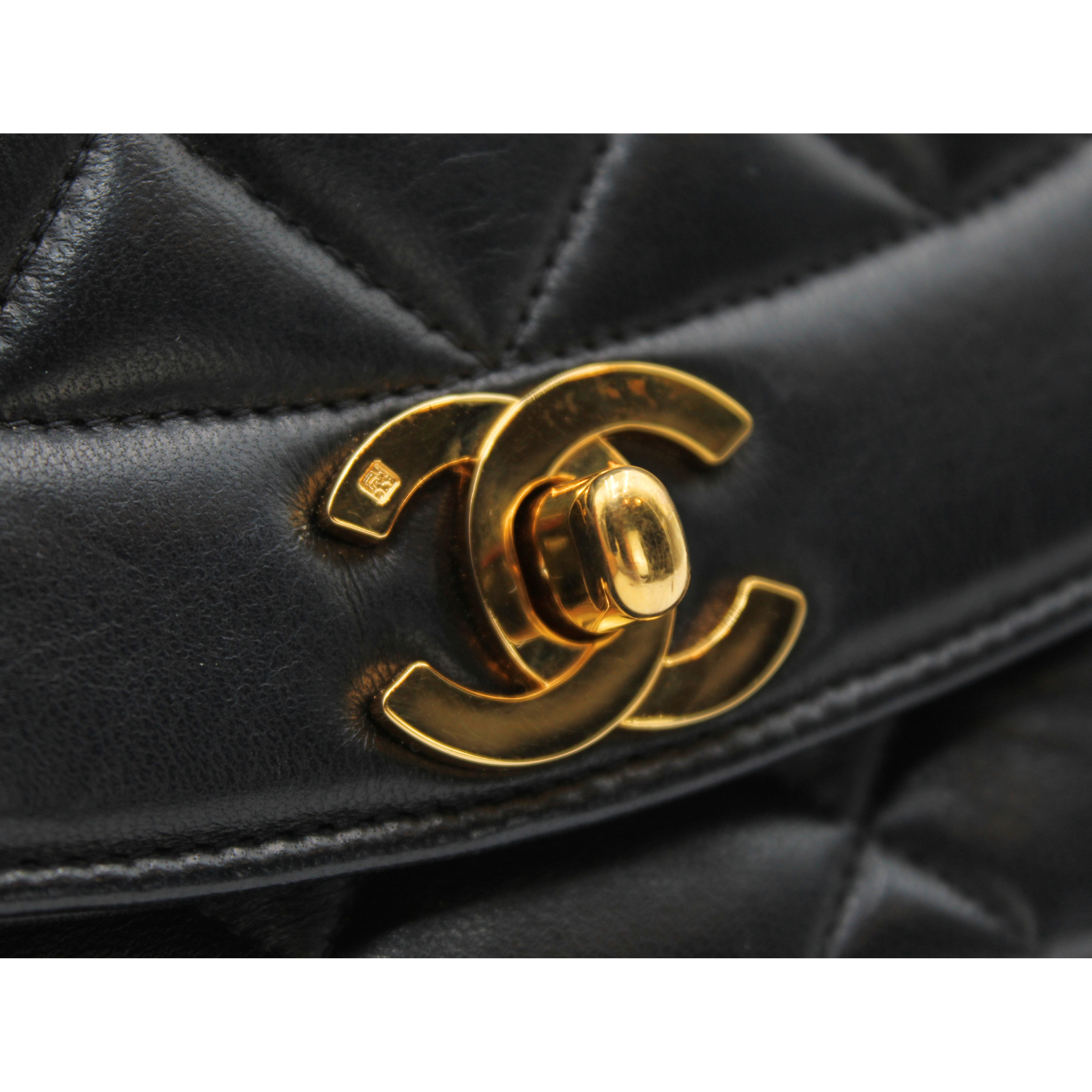 Diana Small Lamb Black Shoulder Bag