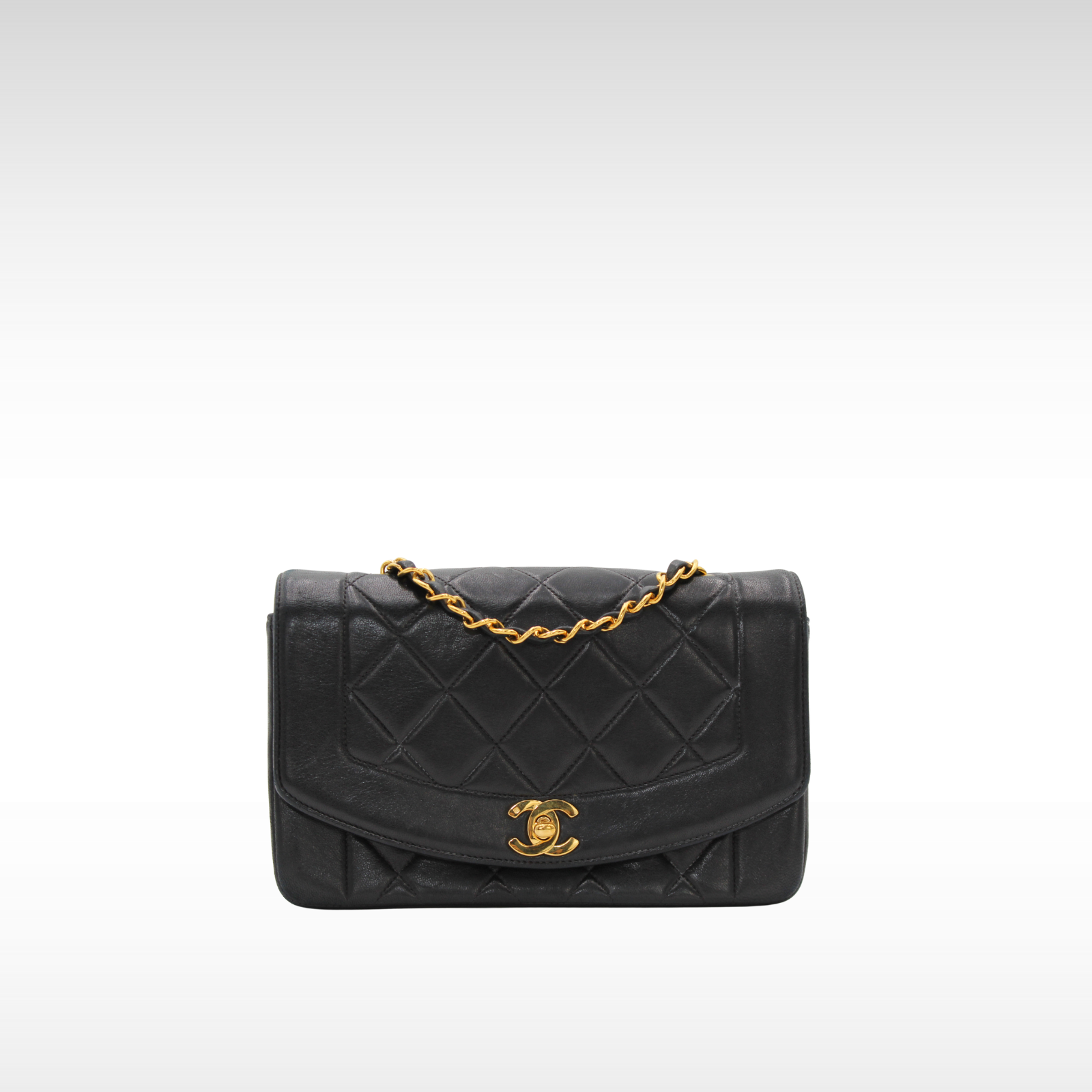 Diana Small Lamb Black Shoulder Bag
