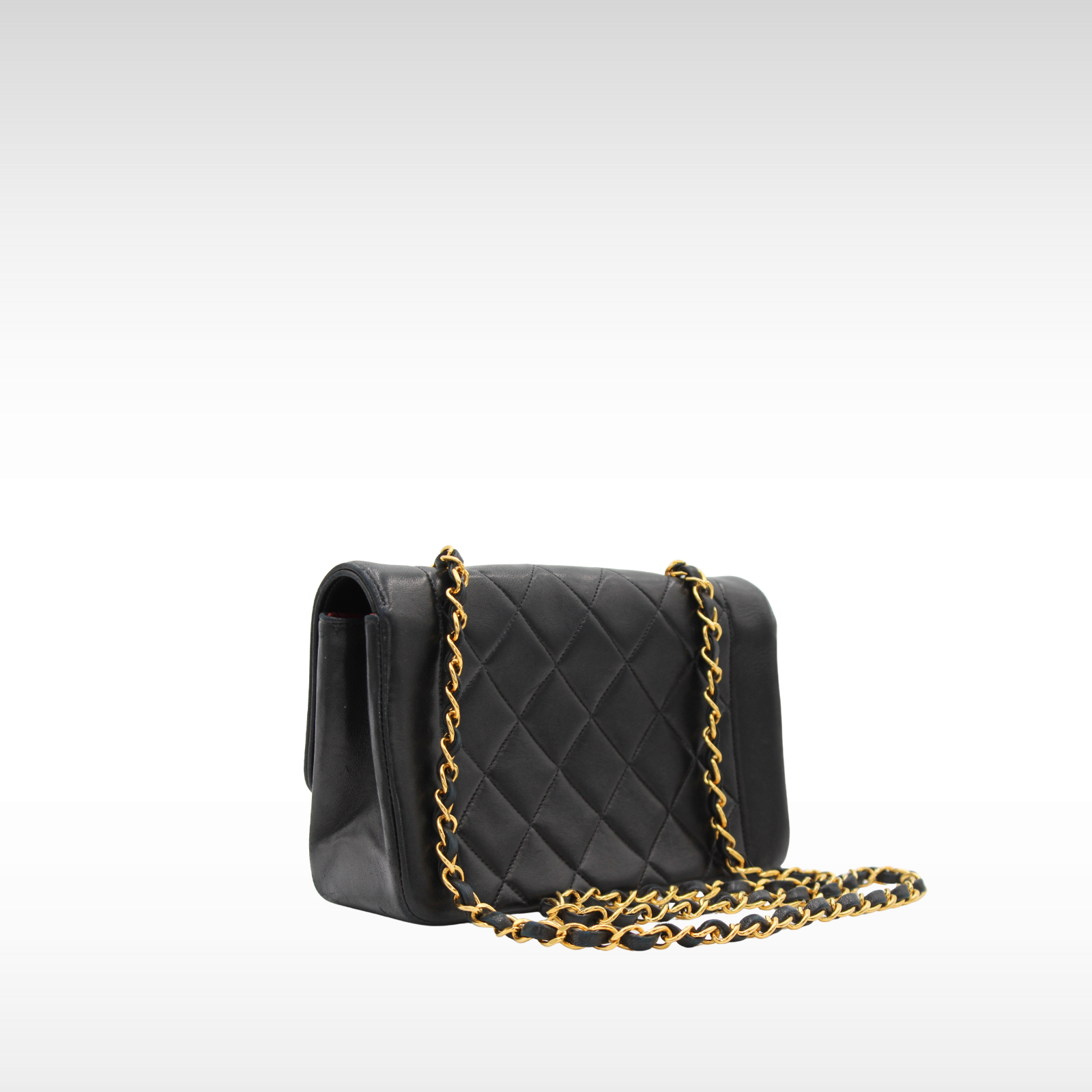 Diana Small Lamb Black Shoulder Bag
