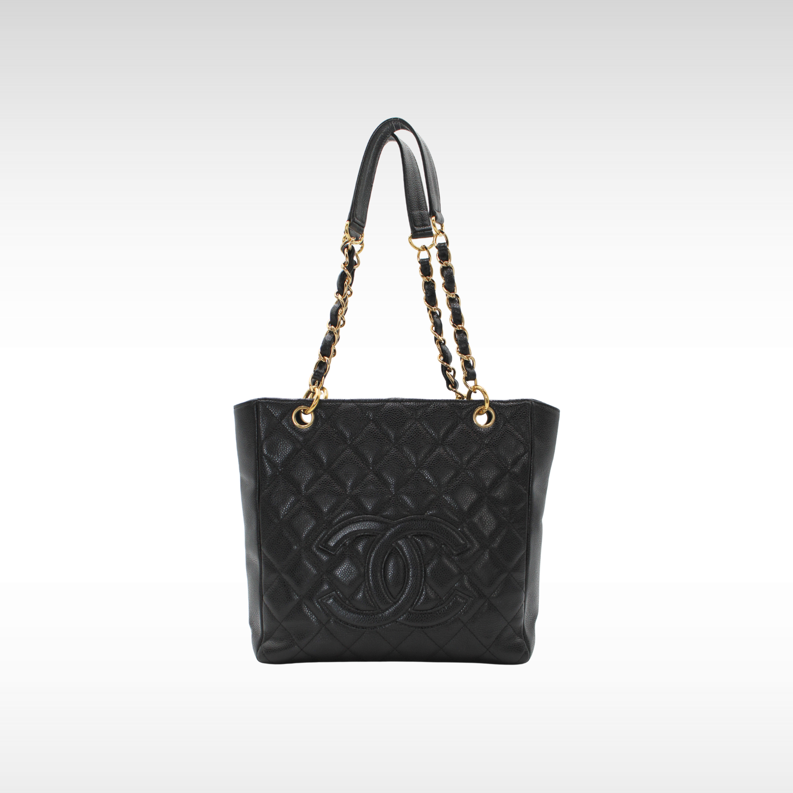 Petite Shopping Tote (PST) Caviar Black Tote Bag