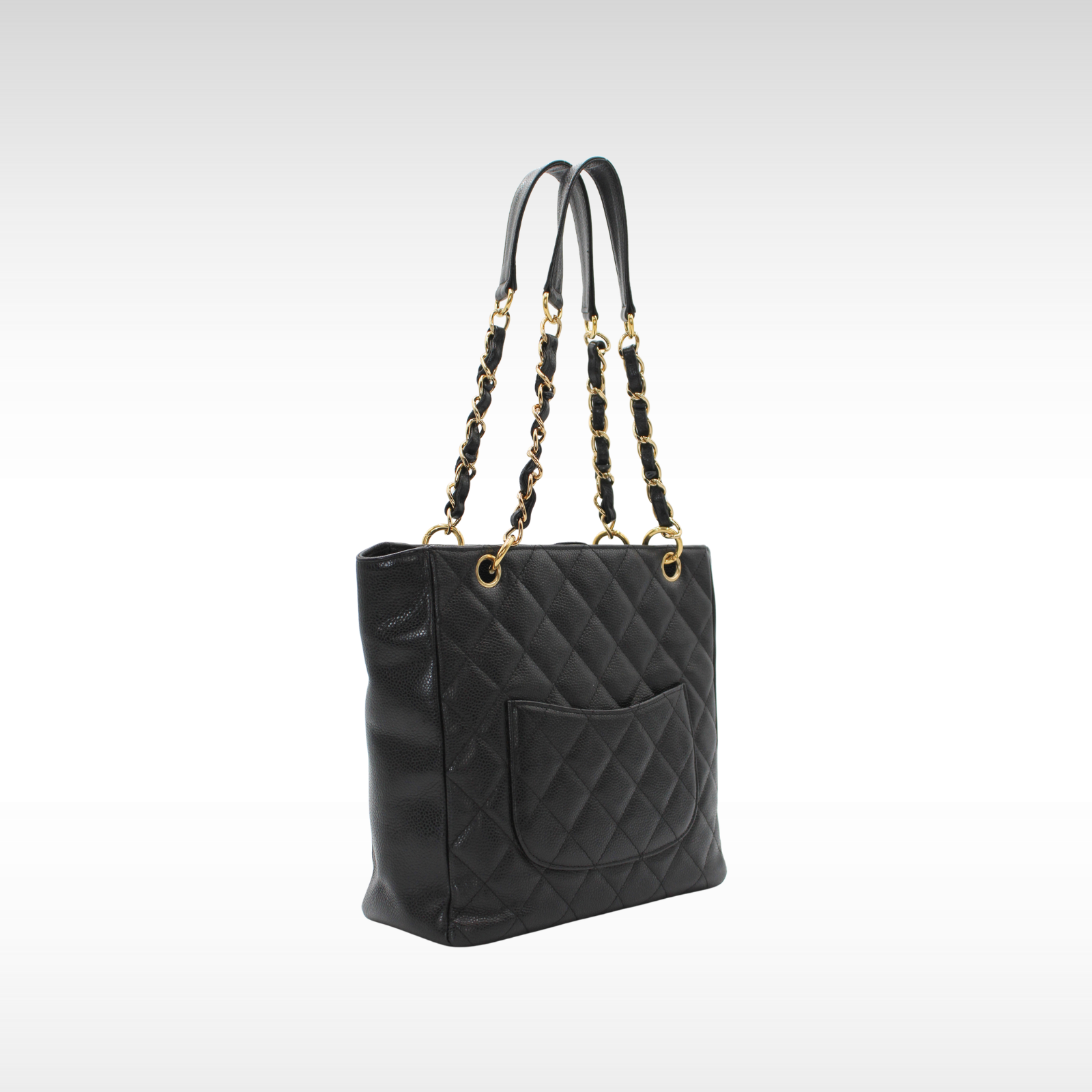 Petite Shopping Tote (PST) Caviar Black Tote Bag