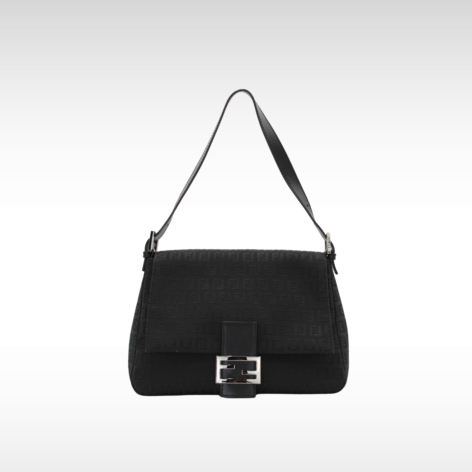 Mama Baguette Zucca Canvas Black Shoulder Bag