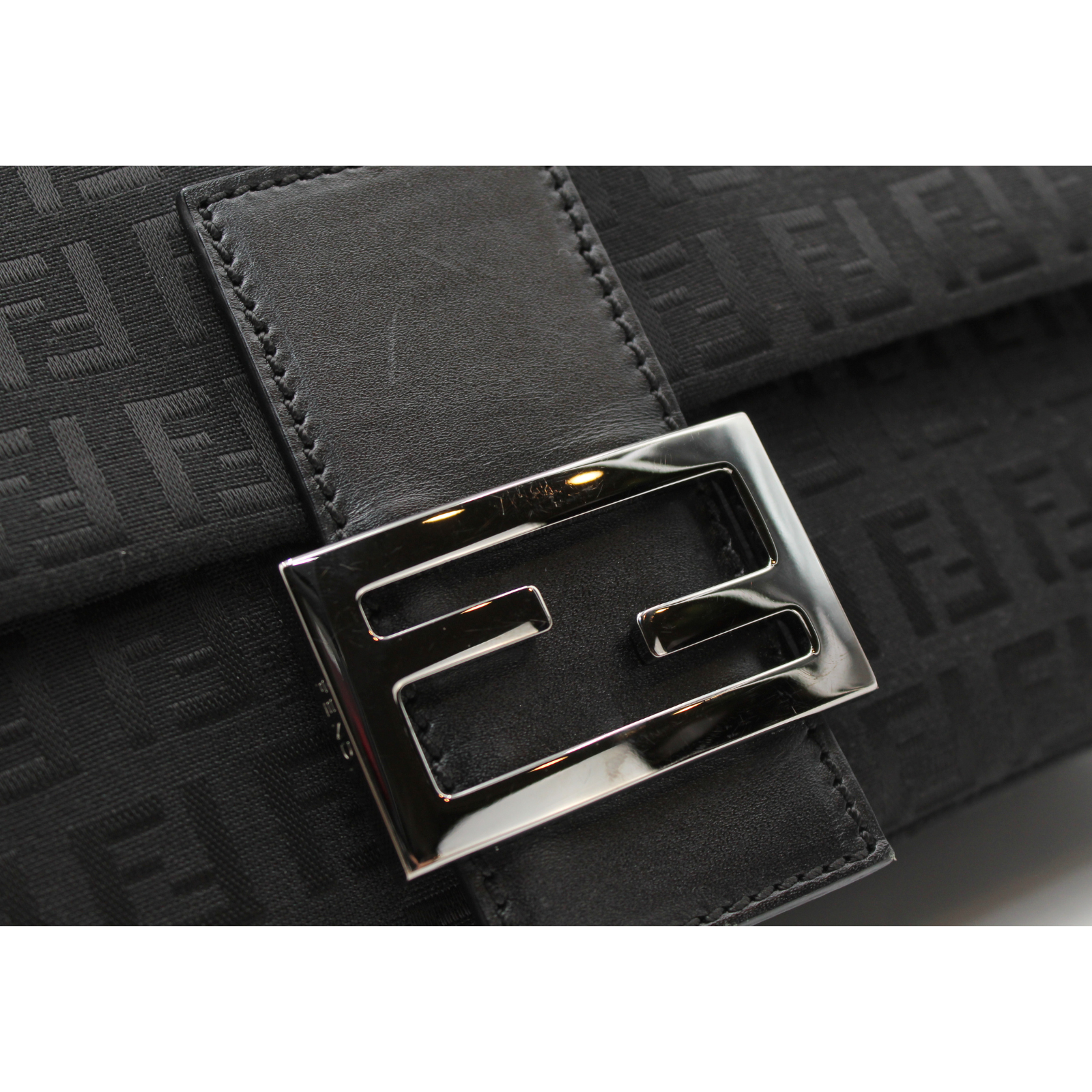 Mama Baguette Zucca Canvas Black Shoulder Bag