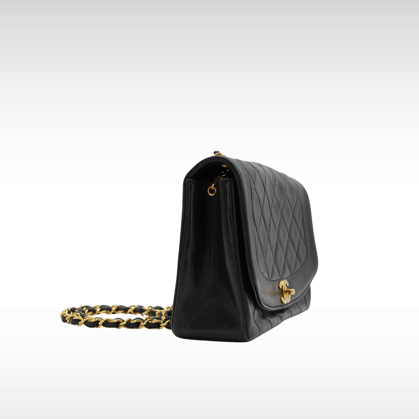 Diana Lamb Black Crossbody Bag