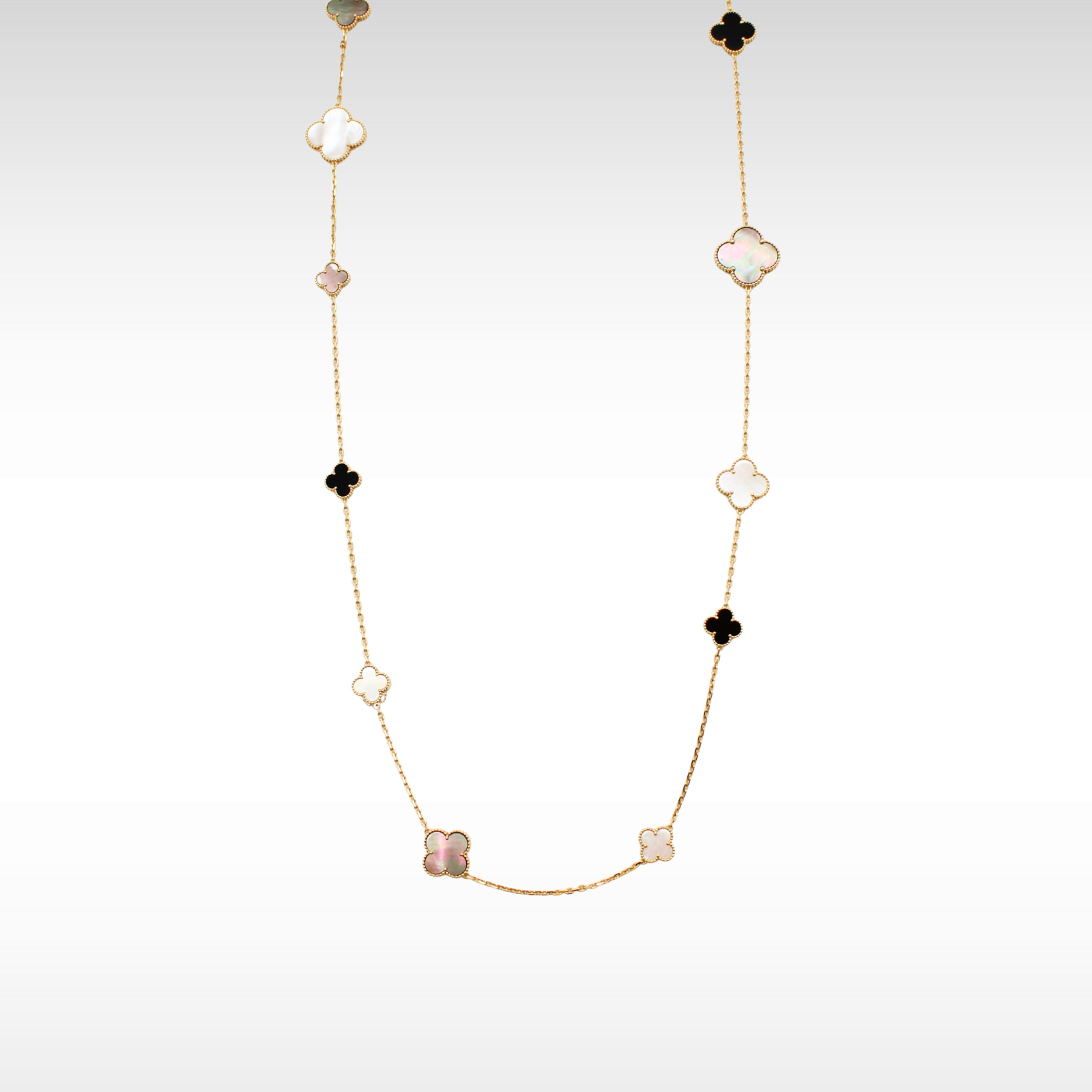 Magic Alhambra Onyx Mother of Pearl Necklace