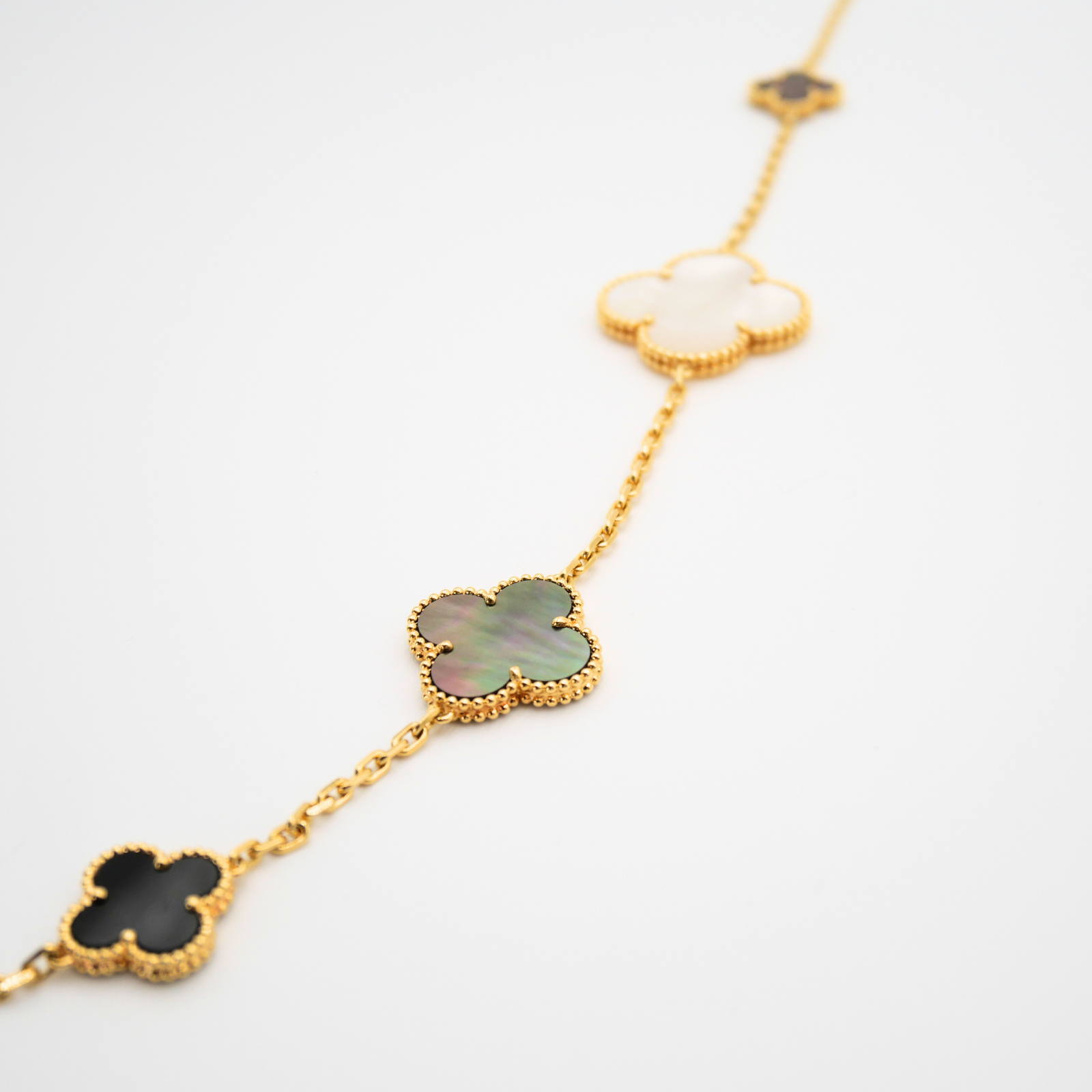 Magic Alhambra Onyx Mother of Pearl Necklace