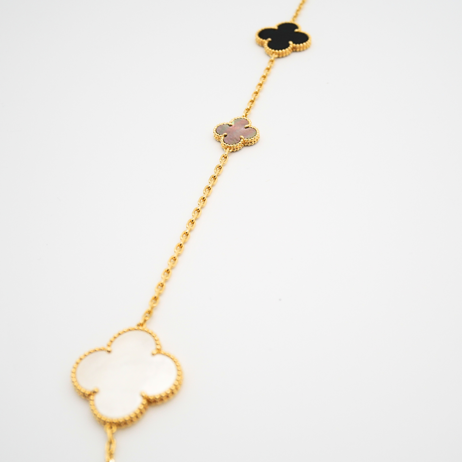 Magic Alhambra Onyx Mother of Pearl Necklace