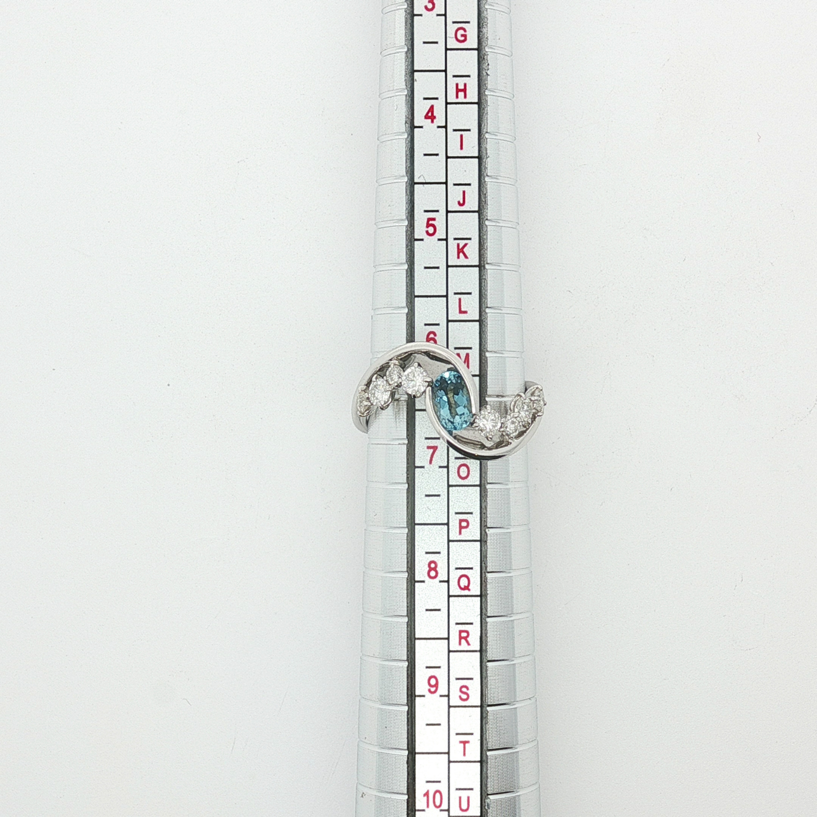 Aquamarine Diamond Ring White Gold 6.5