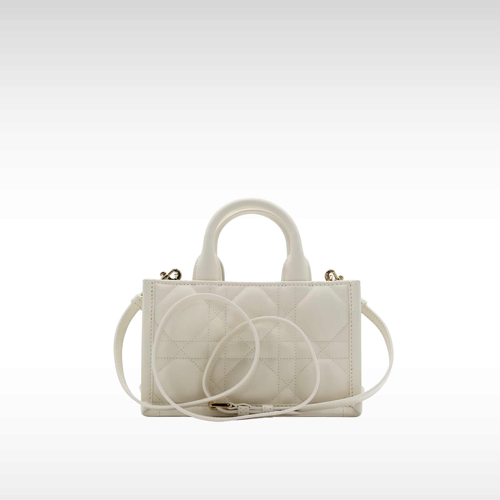 Book Tote Mini Macrocannage Calf White Handbag