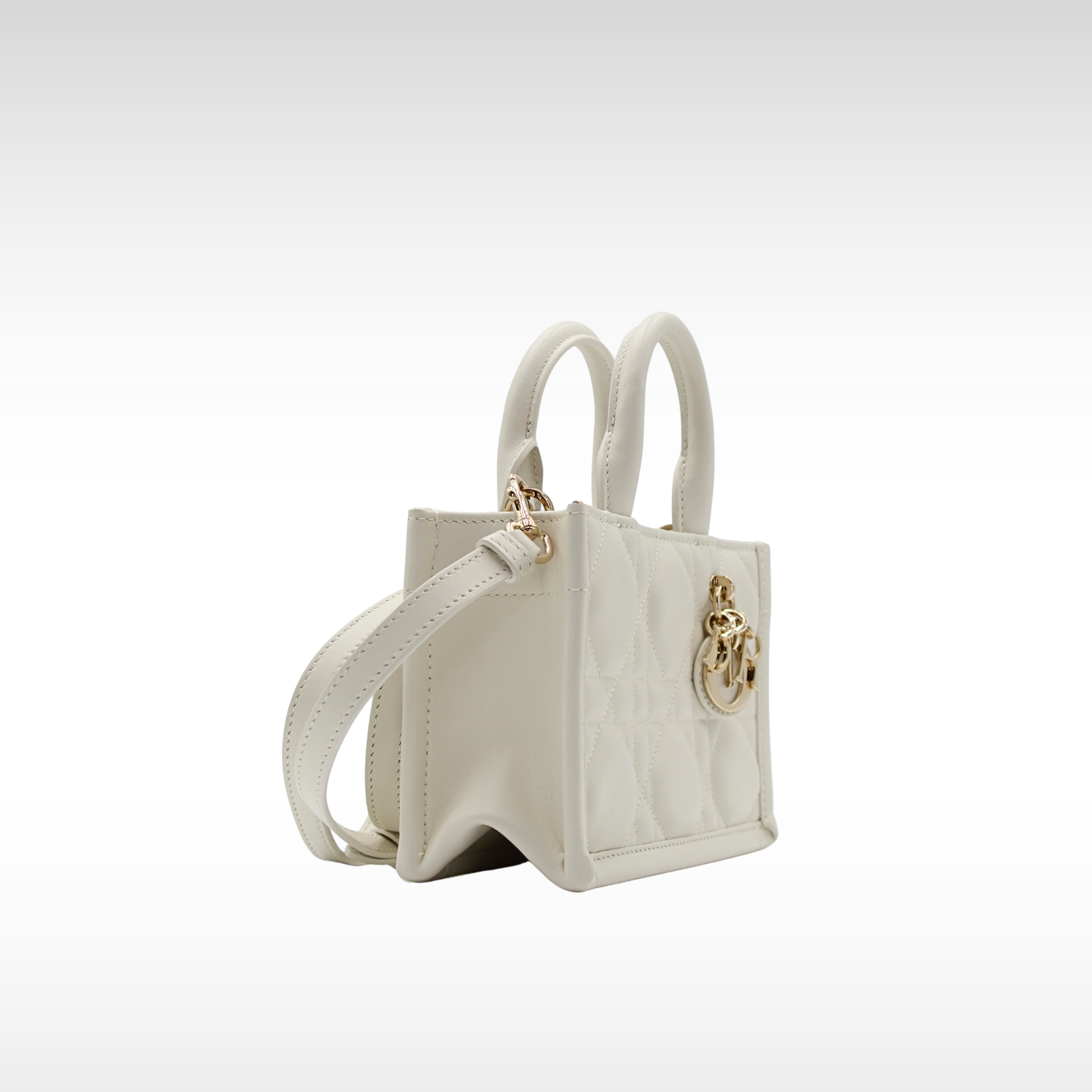 Book Tote Mini Macrocannage Calf White Handbag