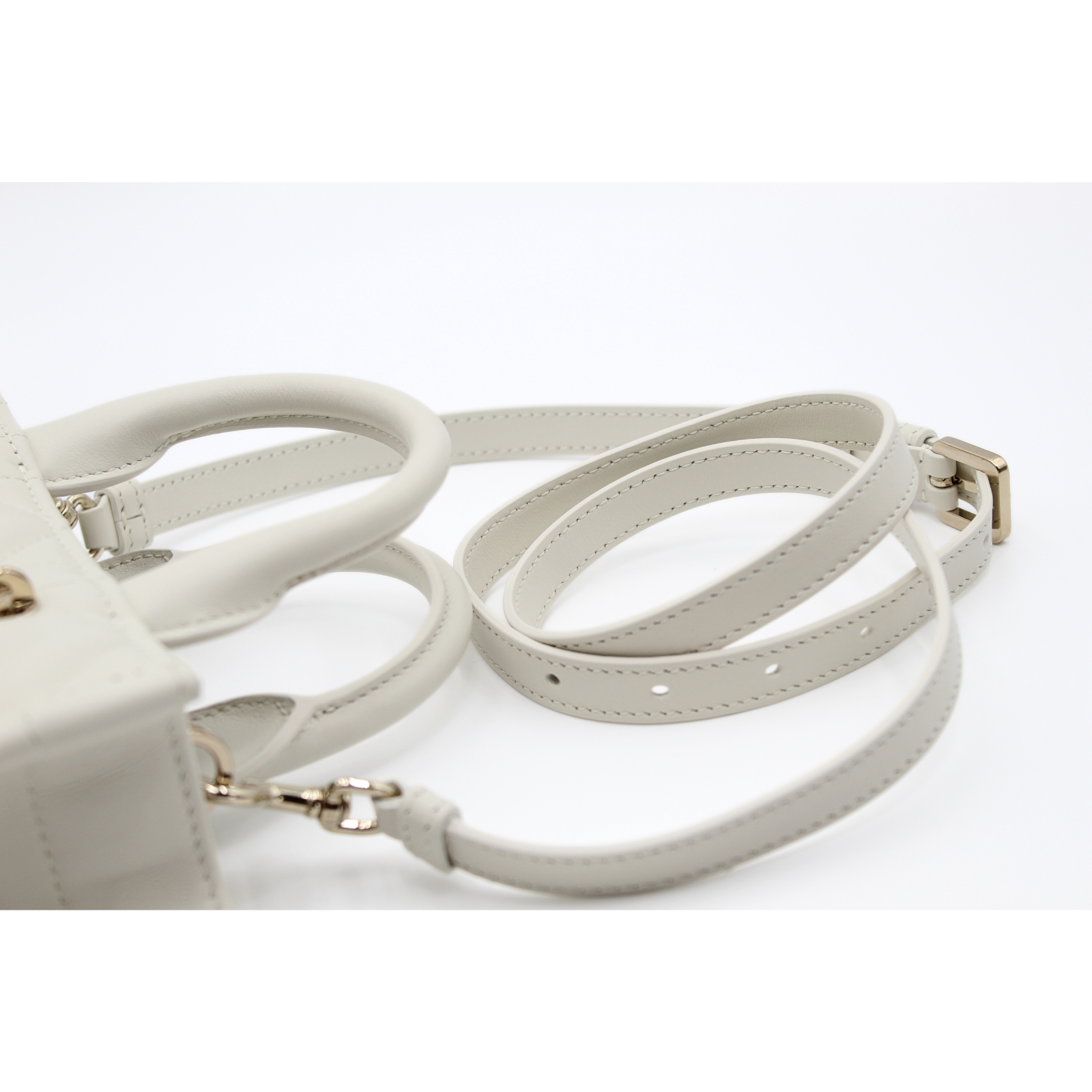 Book Tote Mini Macrocannage Calf White Handbag