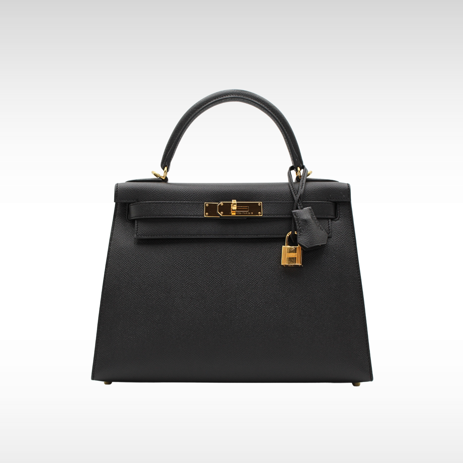 HERMES Kelly Black Epsom Gold 28
