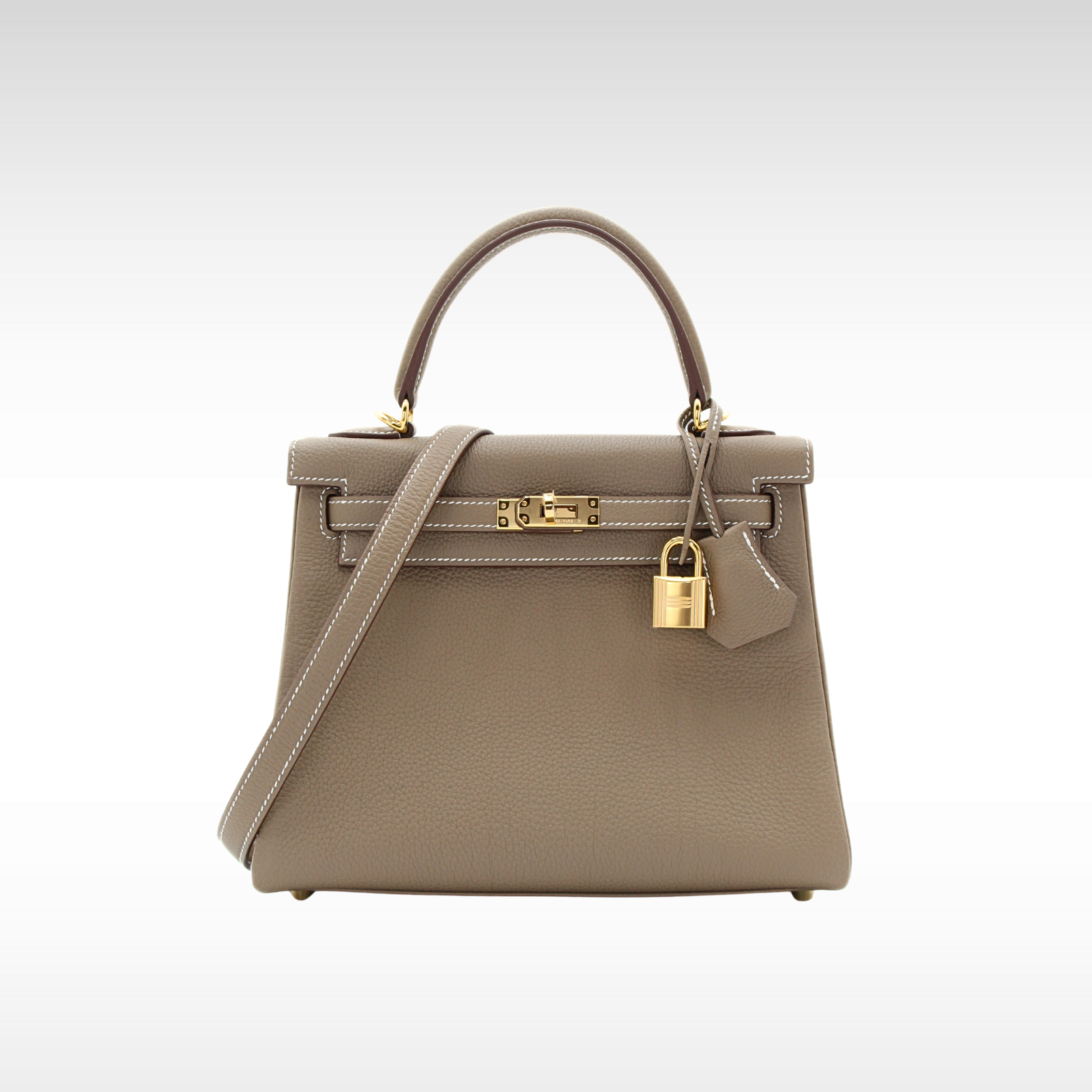 HERMES Kelly Grey Togo Gold 25