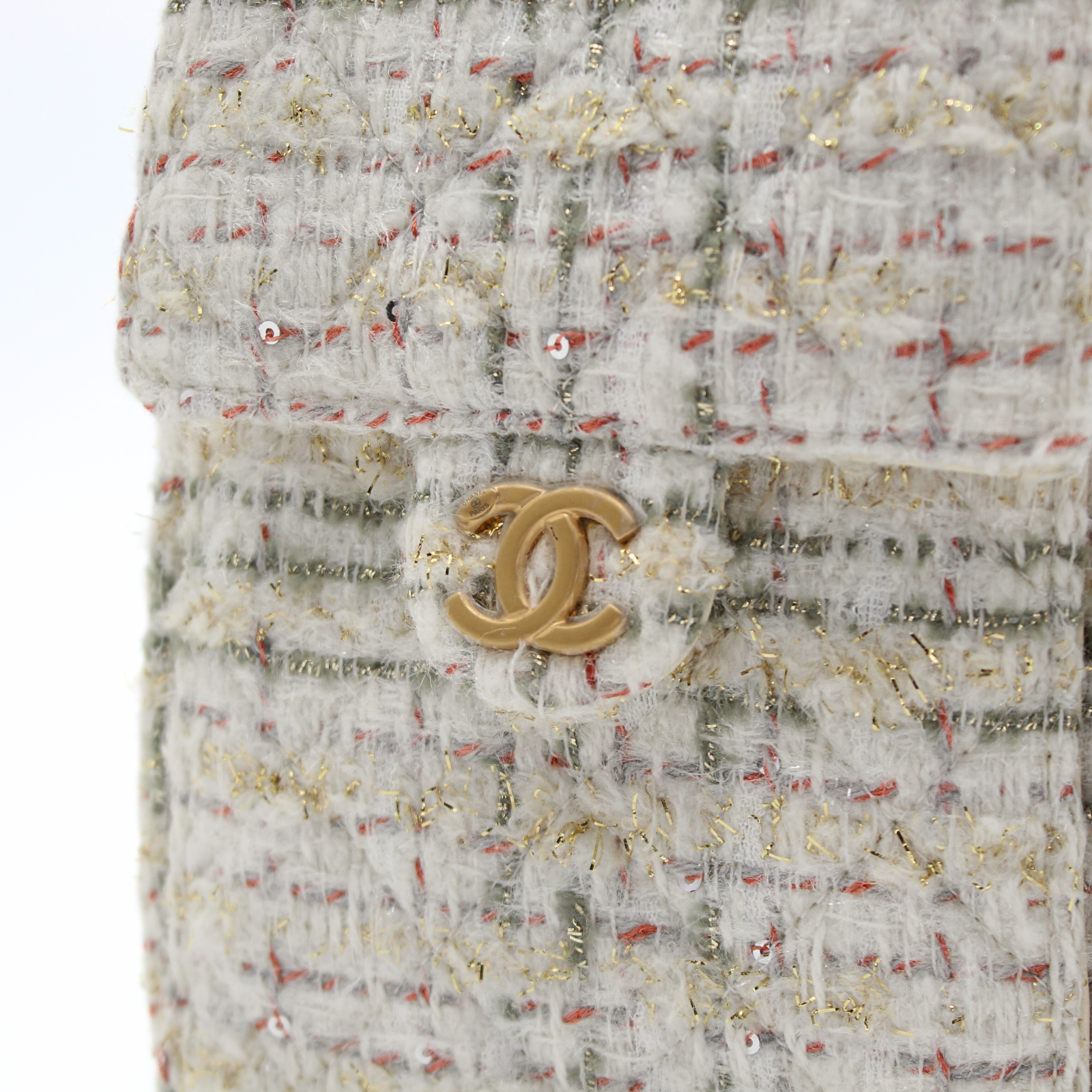 CHANEL 25 Small Tweed White Shoulder Bag